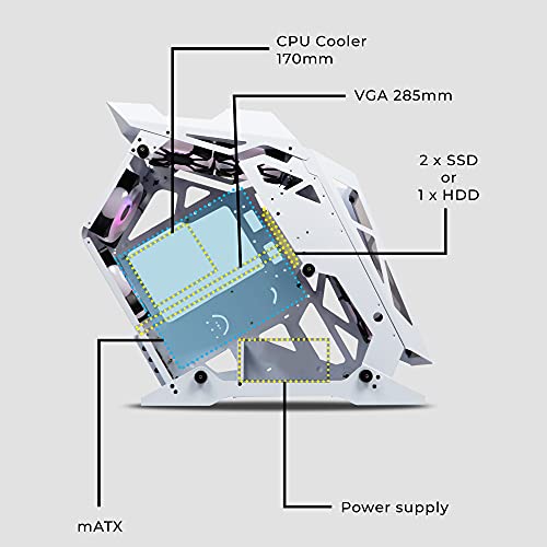 Image of ZEBRONICS ZEB-947W Valhalla computer case /Gaming Chassis, Supports Micro ATX Motherboard, RGB Sync Support, AIO Cooler, Dual 120mm RGB Cooling Fans, Tempered Glass Side Panel, Acrylic Front Panel (White)