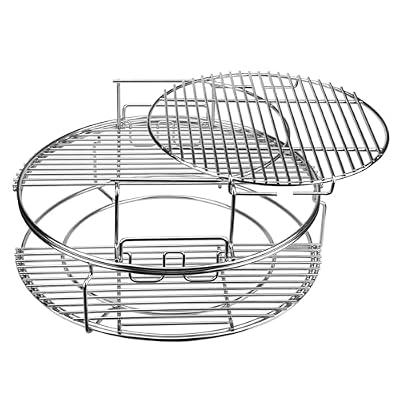 5 Piece Replacement Kit for Big Green Egg Large, Rack for Eggspander 5 Piece Kit Conveggtor Basket 304 Stainless Steel Grill Stack Rack with Removable Cooking System Expander Rack