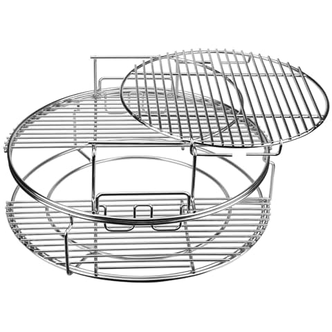 5 Piece Replacement Kit for Big Green Egg Large, Rack for Eggspander 5 Piece Kit Conveggtor Basket 304 Stainless Steel Grill Stack Rack with Removable Cooking System Expander Rack Cover