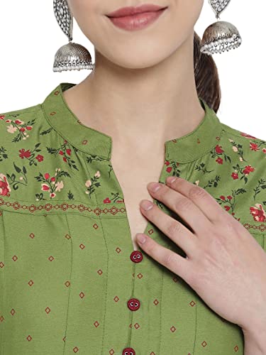 Image of Yash Gallery Women's Rayon Relaxed Fit Anarkali Floral Printed Kurta