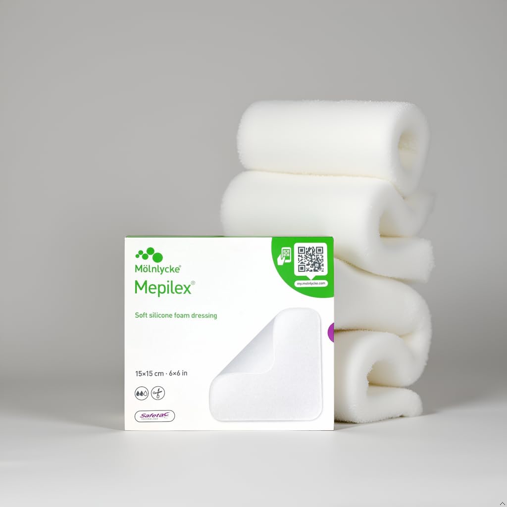 Mepilex, medicazione in schiuma di silicone morbido (15 x 15 cm, 5 pezzi)