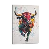 Lienzo decorativo para pared, diseño de corrida de toros y líneas en 3D, cuadros de pared de Barcelona para sala de estar, dormitorio, decoración de pared del hogar, obra de arte lista para colgar, 30
