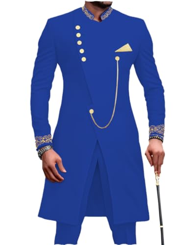 Men African Suit 2 Piece Set Formal Ankara Blazer Slim Fit Jacket and Pants Dashiki Outfits Suit for Wedding