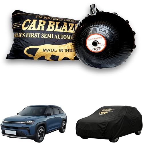 Image of CARBLAZER Portable & Semi-Automatic Full Body Car Covers: Heavy Duty Device| Anti-Theft| Dust & Scratch Proof | Water & Wind Resistant|Custom Fit| Dual-Side Cover, Compatible for Maruti Victoris