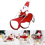 NARFIRE Pet Dog Santa Costume, Funny Santa Claus Riding on Pet Cosplay for Holiday Dressing up for Christmas Party