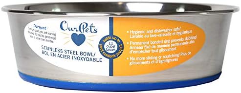OurPets DuraPet Premium Dishwasher Safe Stainless Steel Dog Bowl for Food or Water [Multiple Sizes for Small to Large Dogs] Extra Large (11 Cups)