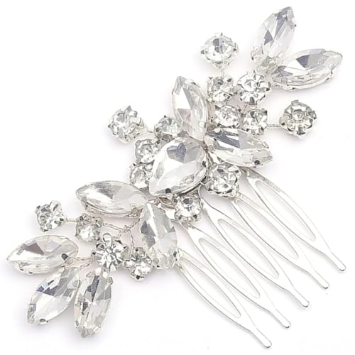 TEOZBLU Plata Nupcial Tocado Accesorios para el Cabello Novia, Nupcial Perla Pelo Vid Plata Novia Accesorios Cristal Diamante de Imitación Hoja Headpie para Mujeres y Niñas para Boda Fiesta Velada