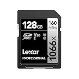 Lexar Scheda SD Professionale 1066x da 128 GB, SDXC UHS-I fino a 160 MB/s in Lettura, 120 MB/s in Scrittura, V30/U3/C10 per Fotocamere DSLR …