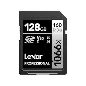 Lexar Professional 1066x SD Karte 128 GB, SDXC UHS-I Speicherkarte mit Einer Lesegeschwindigkeit von bis zu 160 MB/s, V30/U3/C10 für DSLR Kameras und HD Camcorder