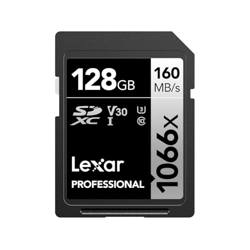 Lexar Scheda SD Professionale 1066x da 128 GB, SDXC UHS-I fino a 160 MB/s in Lettura, 120 MB/s in Scrittura, V30/U3/C10 per Fotocamere DSLR e Videocamere HD