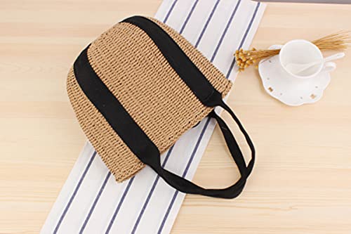 Bolso casual de paja natural para mujer miniatura 2