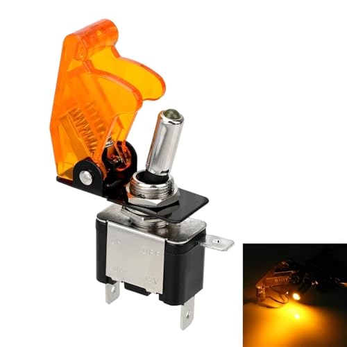Elevalunas eléctrico Interruptor Interruptor Basculante Palanca SPST 12V, Luz Para Encendido, Impulso, Barco Marino, Coche Carreras, Interruptor Luz, Palanca, Accesorios Para Remolque Y Camión(Yellow)