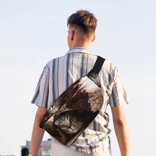 Sac banane de course imprimé chat et sangle réglable pour sport