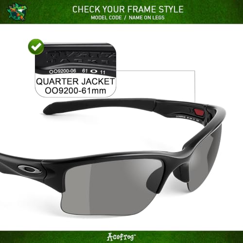 Image of Acefrog 1.5MM Polarized Replacement Lens for Oakley Quarter Jacket OO9200 61mm Sunglass, Upgraded Material, Impact Resistant