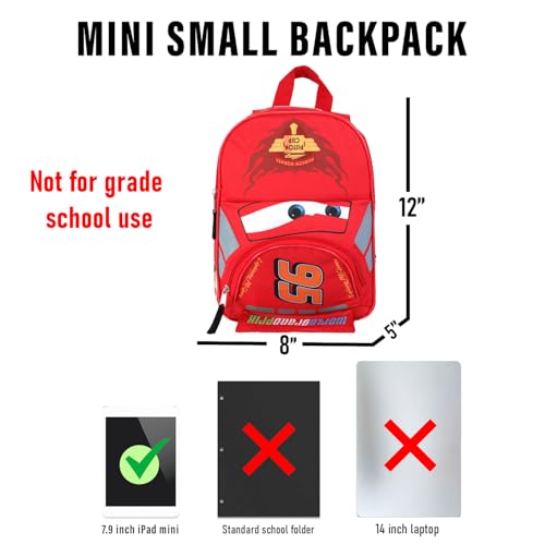 Disney Cars Mini Backpack for Kids Boys ~ Premium 12" Lightning McQueen School Bag with Stickers (Disney Pixar Cars School Supplies Bundle)3