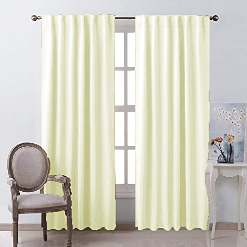 Image of LINENWALAS Cotton Curtains for Long Door Set of 2, Linen Textured Window Curtains for Home Decor, Hangs Elegantly with Back Loops (4.5ft x 10 ft, Ivory)