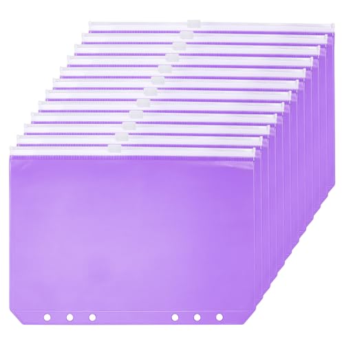 Pochette classeur 6 trous A5 imperméable PATIKIL à fermeture pour vrac violet