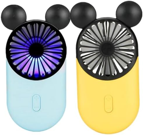 Cute Personal Mini Fan, Handheld & Portable USB Rechargeable Fan with Beautiful LED Light, 3 Adjustable Speeds, Portable Holder, for Indoor Or Outdoor Activities, Cute Mouse image 3