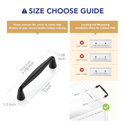 Image of Ravinte 10 Pack 3 Inch Matte Black Kitchen Cabinet Handles Solid Zinc Alloy Cabinet Pulls Cupboard Hardware Drawer Handles