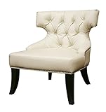 Baxton Studio TAFT Off-White Leather Club Chair, Off-White
