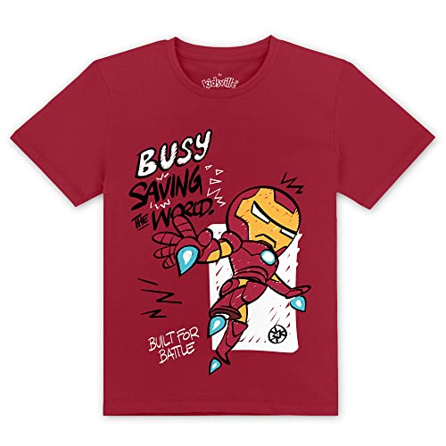 Image of Kidsville Marvel Comics Printed Regular Fit Black Cotton Boy's T-Shirt