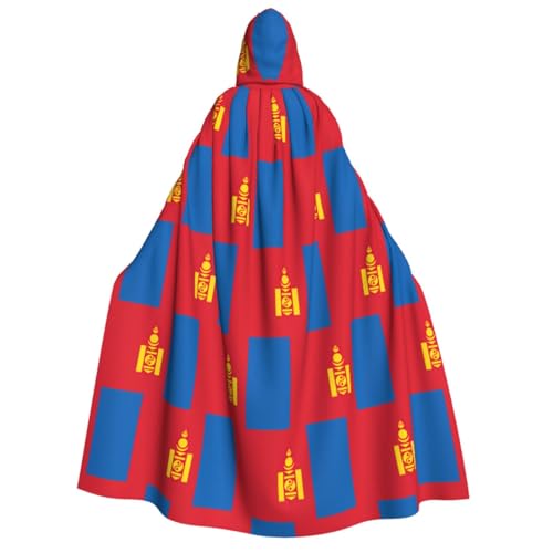 Cape à capuche médiévale au motif drapeau mongol pour carnaval