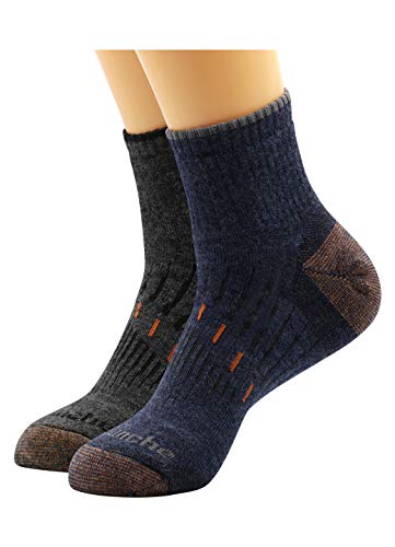 Avalanche Men's Odor Resistant Copper Wool Blend Quarter Socks With Arch Support 2Pack