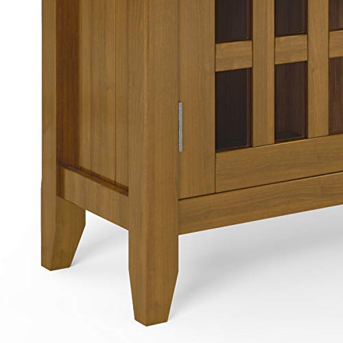 Simplihome AXCBED-03LGB Bedford Solid Wood 32 Inch Wide Transitional Low Storage Media Cabinet In Light Golden Brown, With 2 Tempered Glass Doors thumb #7