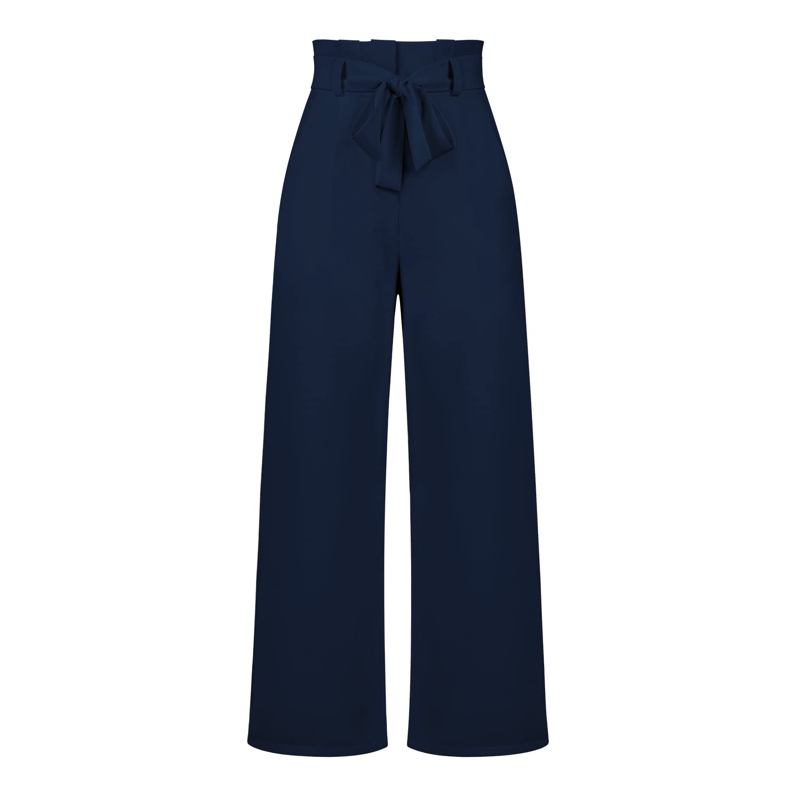 QIAOZHI Womens High Waisted Solid Palazzo Pants Belted Wide Leg Long Trousers with Pockets