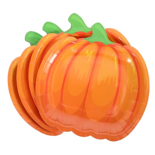 BESPORTBLE Pumpkin Paper Tray 20Pcs 7 Inch Orange Autumn Harvest Party Plates for Halloween Thanksgiving Birthday Dinner Tableware