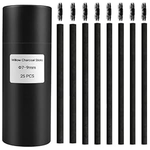 MyLifeUNIT Vine Charcoal Sticks, Willow Sketch Charcoal Pencils for Drawing, Pack of 25 (7-9 MM Dia)