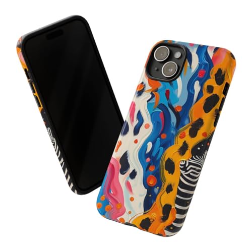 Coque iPhone 15 Plus zèbre abstrait multicolore coque rigide brillante antichoc - 2