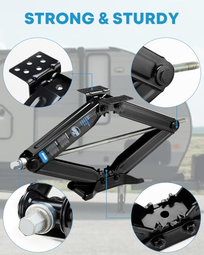 Image of Kohree 6500lbs Heavy Duty RV Stabilizer Jacks 4 Pack, 24 Inch Leveling Scissor Jack for Travel Trailer Camper, with Crank Handle and Drill Bit