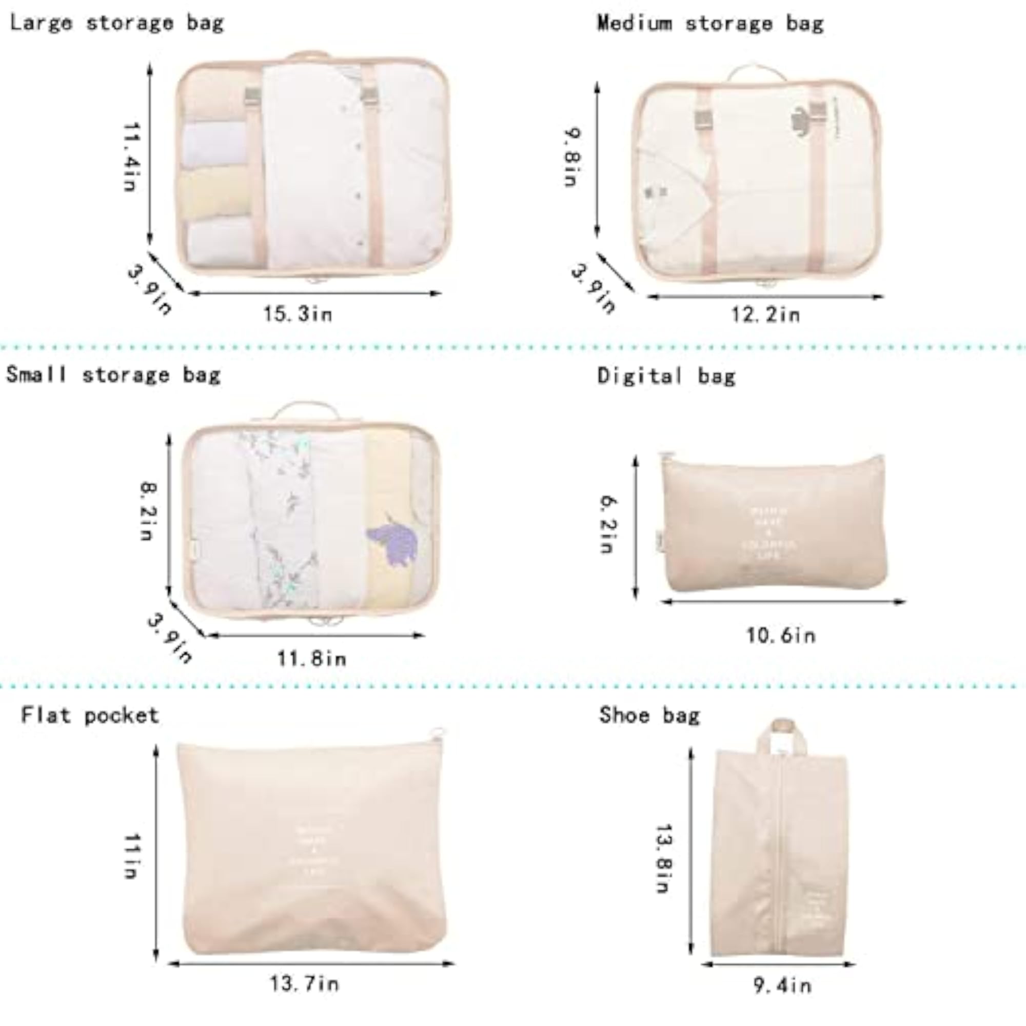 7 Set Packing Cubes, Luggage Packing Organizers