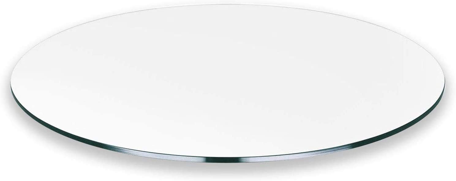 All Safe Glass 27" Round Tempered Glass Table Top 1/4" Thick Flat Edge - Clear