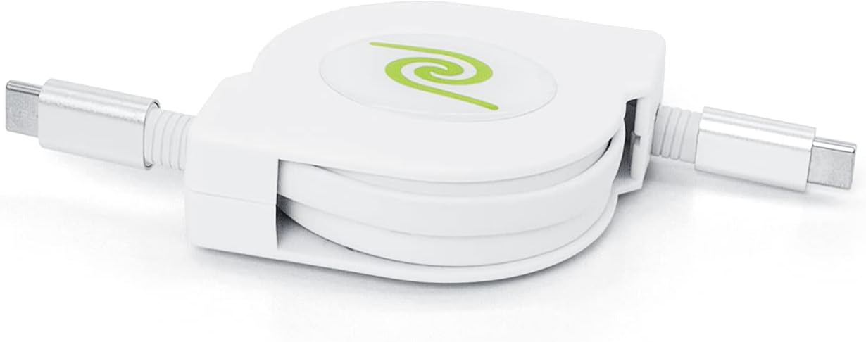 ReTrak USB C Cable, ReTrak USB C to USB C 6ft Retractable Cable, 60W Power Delivery for MacBook, iPad Pro 2020, iPad Air 4, Dell, HP, Google Pixel 4a, and More