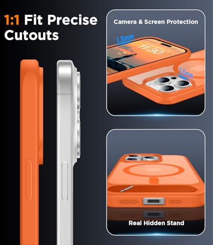 Image of Magnetic Compatible with iPhone 15 Pro Max Case, [Built-in Invisible Kickstand][Compatible with MagSafe][Military Grade Shockproof] Slim Translucent Matte Phone Case for iPhone 15 Pro Max 6.7 inch