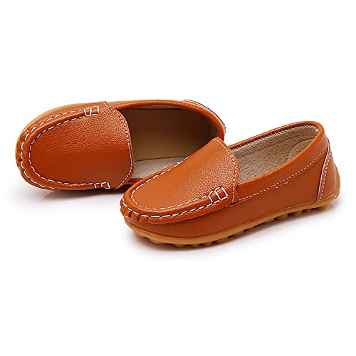 Image of SOFMUO Boys Girls Leather Loafers Slip-On Oxford Flats Boat Dress Schooling Daily Walking Shoes(Toddler /Little Kids)