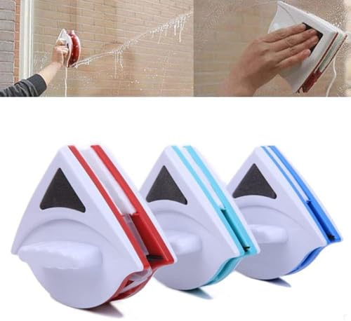 Image of Immortal Magnetic Window Glass Cleaner | Doublefaced Glass Cleaner | Double-Side Glazed Two Sided Wiper with 2 Extra Cleaning Cotton Squeegee Washing Equipment Household Magnet