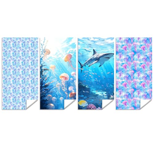 zcyxuuw 4 Pcs Microfiber Beach Towel Sand Free Quick Dry Oversized Lightweight Absorbent Watercolor Jellyfish Marine Life Design for Travel Pool Swimming Bath 71 x 32 Inches