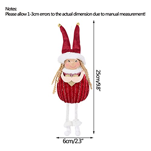 Wodmb 4Pcs/Set Christmas Long Hair Girl Doll Polyester Velvet Fabric Dolls Ornament Xmas Tree Ornament Hanging Decorations (Color : A, Size Shows) #TOP5