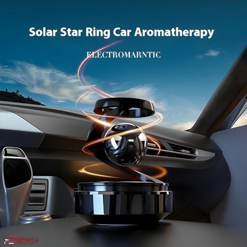 Image of DETACHI Solar Powered Car Air Diffuser-Refillable Rotating Dashboard Air Perfume Purifier for Cars, Aromatherapy Decor, Autorotation Accessories for Car Interior, Levitating Fragrance Diffuser-Black