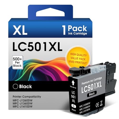 Image of LC501XL Black Ink Cartridges for Brother LC501 XL MFC-J1360DW(1 Black)