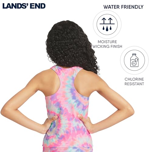 Image of Lands' End Girls' UPF 50+ Swim Bikini Bottom and Racerback Tankini Set