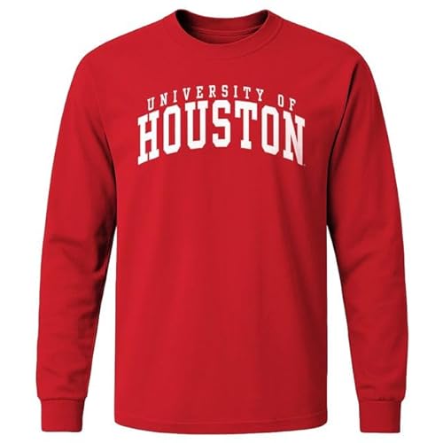 Barnesmith University of Houston UH Cougars Long Sleeve Adult Unisex T-Shirt, Classic, Red, X-Large