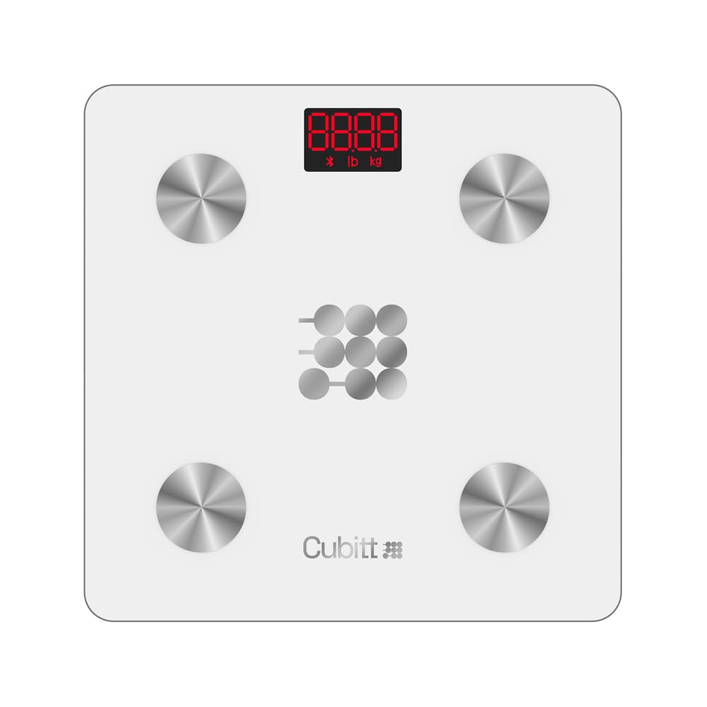 CUBITT Smart Digital Weight Scale, 13 Body Composition Analizer, BMI, Muscle Mass, Body Fat Scale with Smartphone App sync with Bluetooth (White)