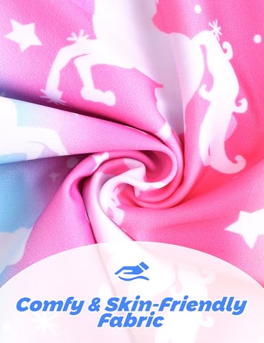 Image of Girls Rash Guard Swimsuit 3 Pieces Long Sleeve UPF50+ Quick Dry Bathing Suit for Toddler 3-12Y