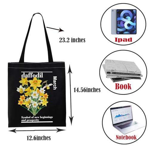 Bolsa Tote March Daffodil PWHAOO símbolo de nuevos comienzos y prosperidad para amantes del narciso miniatura 3