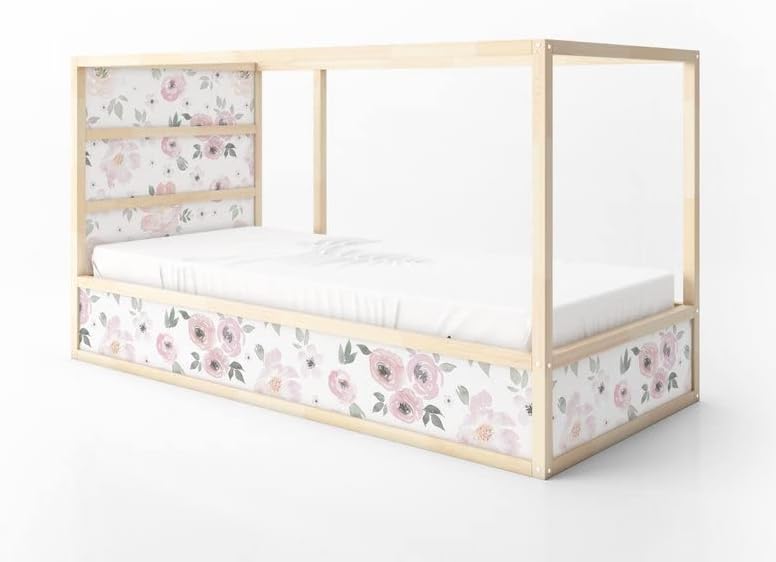 KURA Bed Floral Decals Flowers Sticker Furniture Decals for Nursery Adhesive