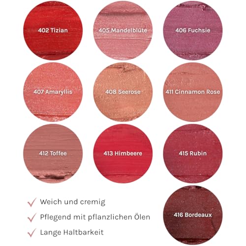 7. Bild von COSLINE Lippenstift Cinnamon Rose 411, Glitzerndes Rose, Nude, Vegan Lipstick, Langanhaltend, Weich und cremig